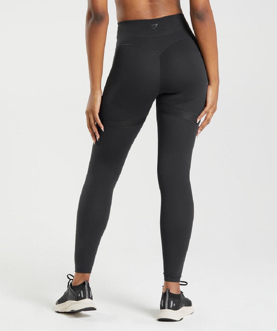 Gymshark Whitney Mesh Ženske Tajice Crne | HR 4037ZUT